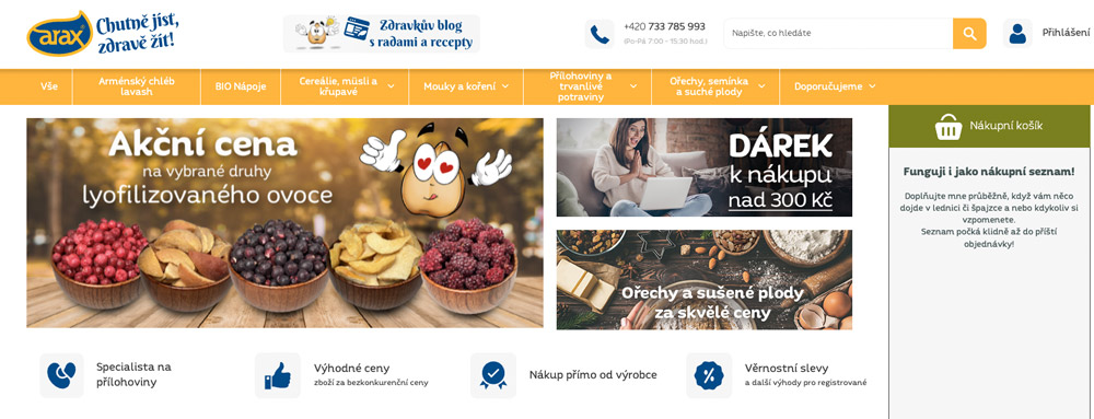 Redakční RECENZE e-shopu PotravinyArax.cz se zdravými potravinami